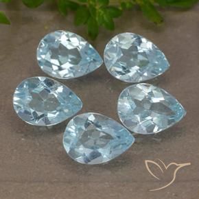 Gemas de Topacio Azul Cielo natural de 3.92 ct, En forma de pera, VVS-VS