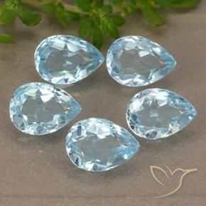 Gemas de Topacio Azul Cielo natural de 4.33 ct, En forma de pera, VVS-VS