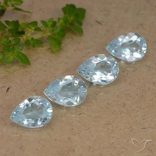 Gemas de Topacio Azul Cielo natural de 3.32 ct, En forma de pera, VVS-VS