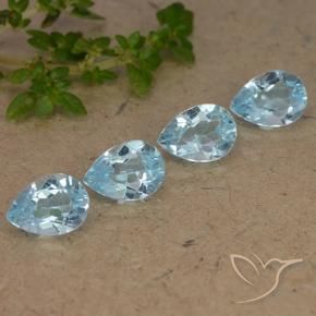 Gemas de Topacio Azul Cielo natural de 3.52 ct, En forma de pera, VVS-VS