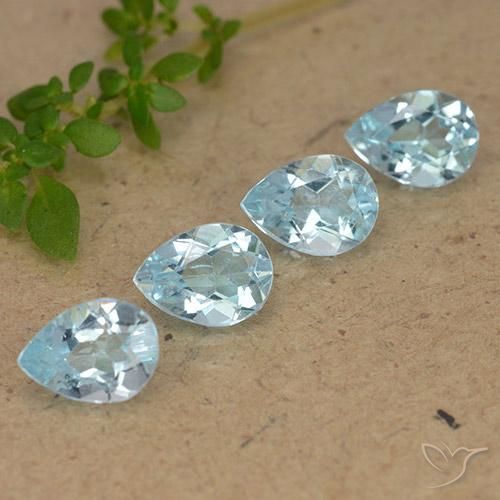 Gemas de Topacio Azul Cielo natural de 3.41 ct, En forma de pera, VVS-VS