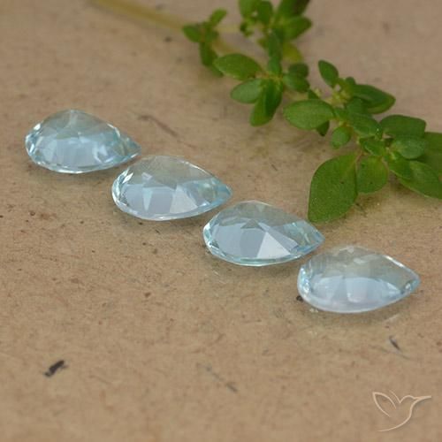 Gemas de Topacio Azul Cielo natural de 3.41 ct, En forma de pera, VVS-VS