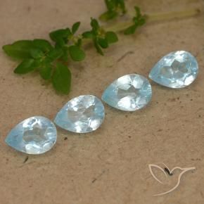 Gemas de Topacio Azul Cielo natural de 3.19 ct, En forma de pera, VVS-VS