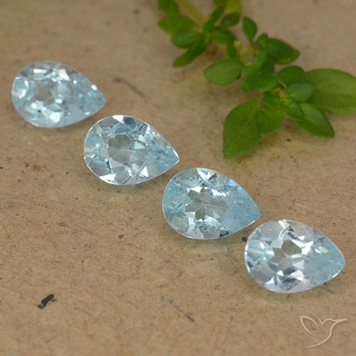 Gemas de Topacio Azul Cielo natural de 3.21 ct, En forma de pera, VVS-VS