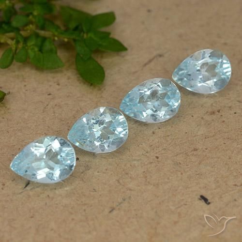 Gemas de Topacio Azul Cielo natural de 3.09 ct, En forma de pera, VVS-VS