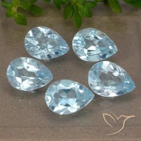 Gemas de Topacio Azul Cielo natural de 4.12 ct, En forma de pera, VVS-VS