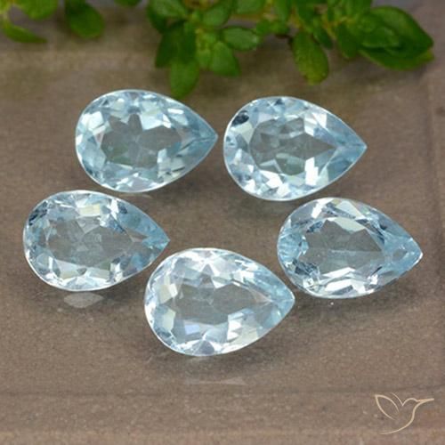 Gemas de Topacio Azul Cielo natural de 4.29 ct, En forma de pera, VVS-VS