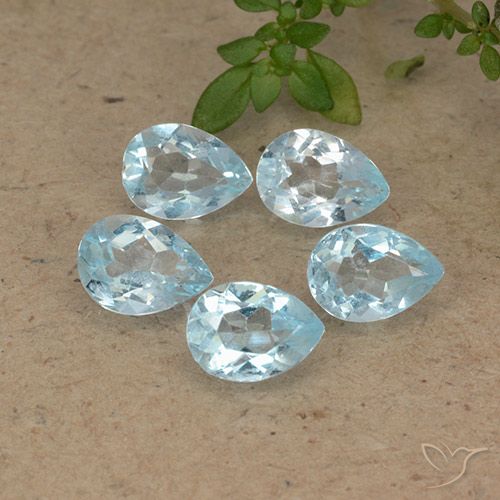3.95ctw Natural Azul Cielo Topacio, En forma de pera, VVS-VS