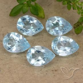 Gemas de Topacio Azul Cielo natural de 3.97 ct, En forma de pera, VVS-VS