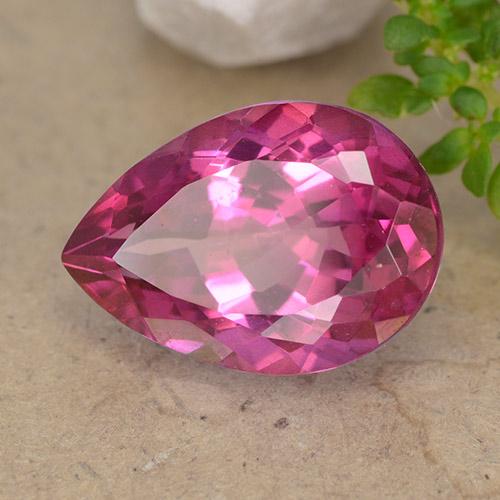 Topacio Magenta intenso natural de 6.81 ct, En forma de pera, VVS-VS