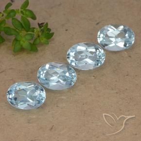 Gemas de Topacio Azul Cielo natural de 4.14 ct, Ovalada, VVS-VS