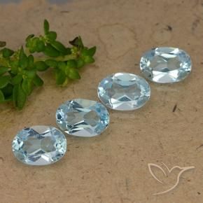 Gemas de Topacio Azul Cielo natural de 3.73 ct, Ovalada, VVS-VS