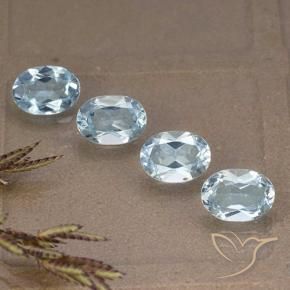 Gemas de Topacio Azul Cielo natural de 3.84 ct, Ovalada, VVS-VS