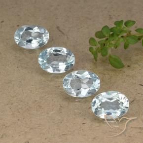 Gemas de Topacio Azul Cielo natural de 3.94 ct, Ovalada, VVS-VS