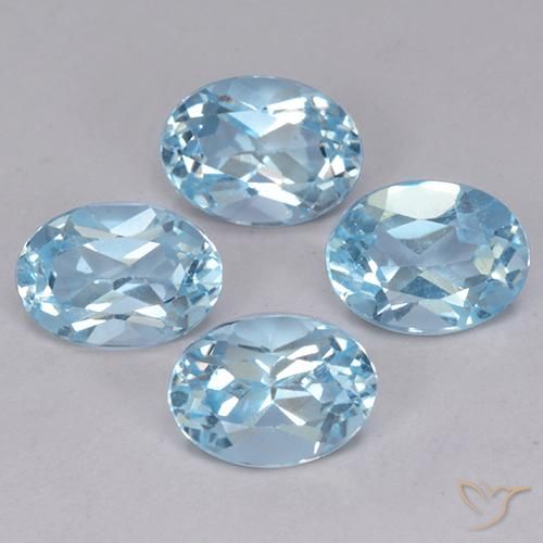 Gemas de Topacio Azul Cielo natural de 3.78 ct, Ovalada, VVS-VS