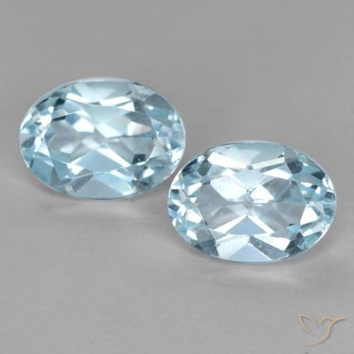 Gemas de Topacio Azul Cielo natural de 2.18 ct, Corte Óvalo, VVS-VS