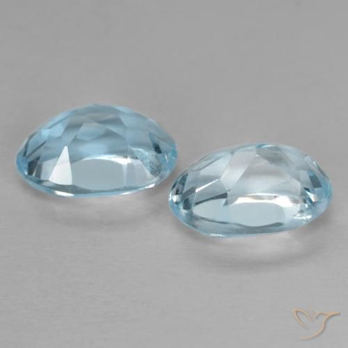 Gemas de Topacio Azul Cielo natural de 2.18 ct, Corte Óvalo, VVS-VS