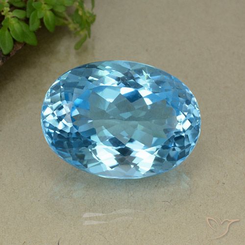42.86ct Natural Azul Suizo Topacio, Ovalada, VS