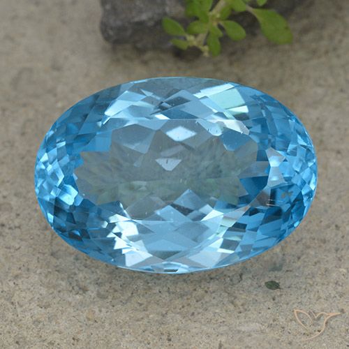46.48ct Natural Azul Suizo Topacio, Ovalada, VVS-VS, Photo A