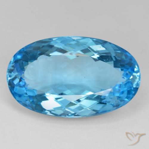 40.56ct Natural Azul Suizo Topacio, Ovalada, VVS-VS