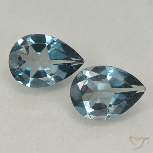 1.47ctw Natural Azul Londres Topacio, En forma de pera, VVS-VS