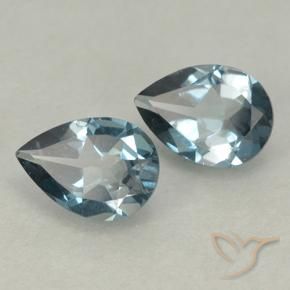 Gemas de Topacio Azul Londres natural de 1.47 ct, En forma de pera, VVS-VS