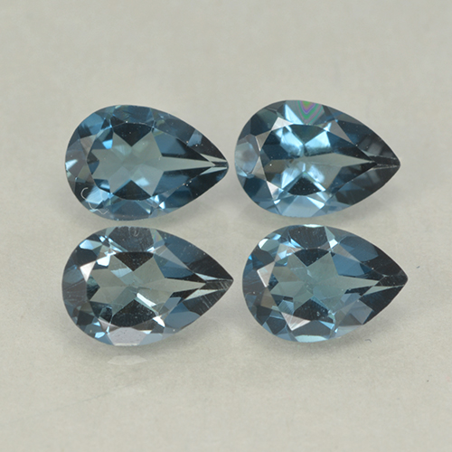 Gemas de topacio azul londres natural de 3,00 ct, en forma de pera, VVS-VS