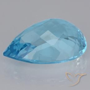 Topacio Azul Suizo natural de 20.89 ct, En forma de pera, VVS-VS
