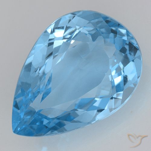 21.47ct Natural Azul Suizo Topacio, En forma de pera, VVS