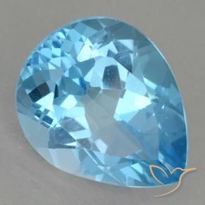Topacio azul natural de 13,09 ct, en forma de pera, VVS-VS