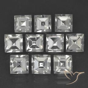 Gemas de Topacio Blanco claro natural de 8.36 ct, Cuadrado, VS