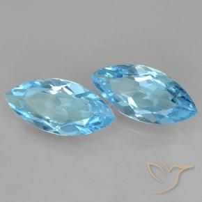 Gemas de Topacio Azul Suizo natural de 6.69 ct, Marquesa, VVS-VS