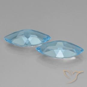 Gemas de Topacio Azul Suizo natural de 6.69 ct, Marquesa, VVS-VS