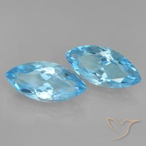 Gemas de Topacio Azul Suizo natural de 7.58 ct, Marquesa, VVS-VS