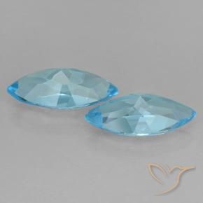 Gemas de Topacio Azul Suizo natural de 7.58 ct, Marquesa, VVS-VS
