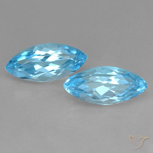 7.75ctw Natural Azul Suizo Topacio, Marquesa, VVS-VS