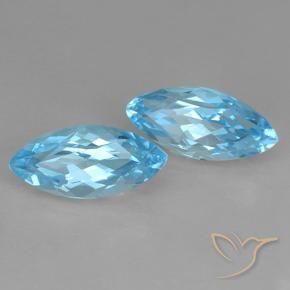 Gemas de Topacio Azul Suizo natural de 7.75 ct, Marquesa, VVS-VS