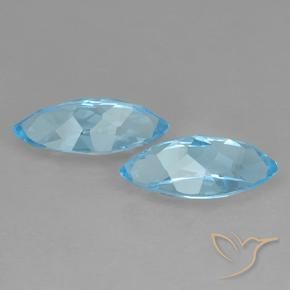 Gemas de Topacio Azul Suizo natural de 7.75 ct, Marquesa, VVS-VS