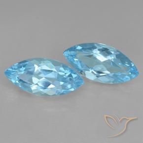 Gemas de Topacio Azul Suizo natural de 7.17 ct, Marquesa, VVS-VS