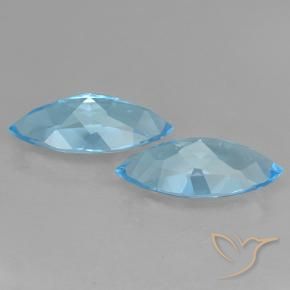 Gemas de Topacio Azul Suizo natural de 7.17 ct, Marquesa, VVS-VS