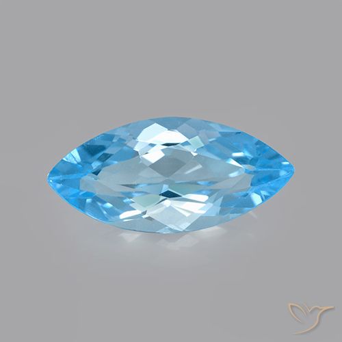 3.40ct Natural Azul Suizo Topacio, Marquesa, VVS-VS