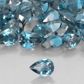 Topacio Azul marino intenso natural de 0.74 ct, En forma de pera, VVS-VS