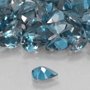 Topacio Azul marino intenso natural de 0.74 ct, En forma de pera, VVS-VS