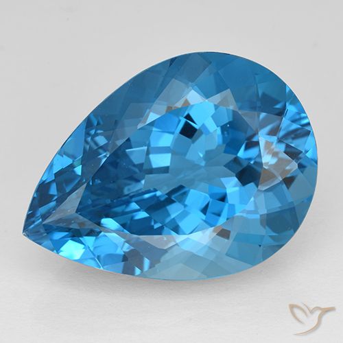 25.35ct Natural Azul Suizo Topacio, En forma de pera, VVS