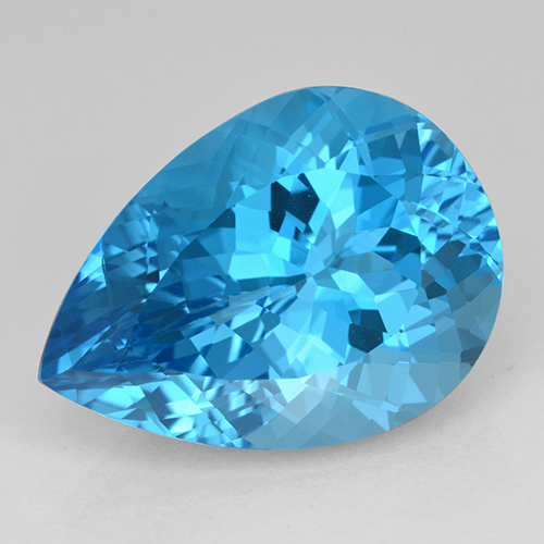 Topacio azul natural de 26,49 ct, en forma de pera, IF
