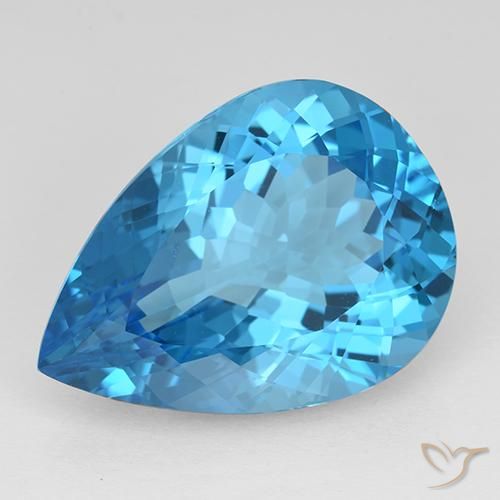 21.70ct Natural Azul Suizo Topacio, En forma de pera, IF