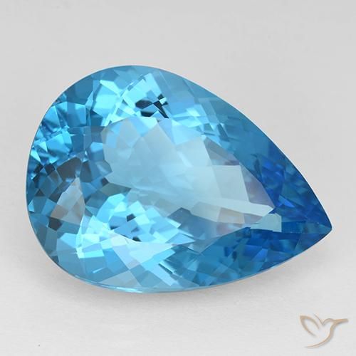 Topacio Azul Suizo natural de 21.70 ct, En forma de pera, IF