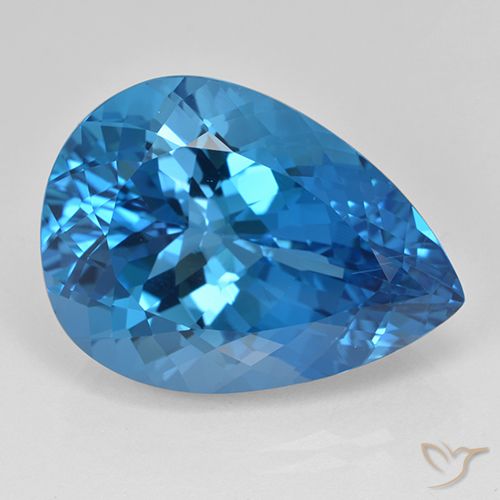 25.03ct Natural Azul Suizo Topacio, En forma de pera, VVS