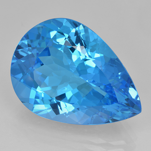 Topacio azul natural de 22,54 ct, en forma de pera, VVS