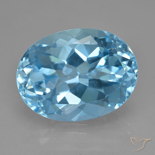 Topacio azul natural de 24,36 ct, corte óvalo, VVS